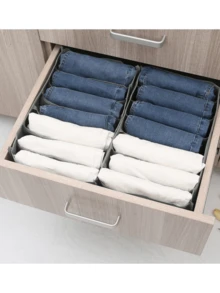 1個衣物儲物盒,帶抽屜和隔板多功能丹寧牛仔裝整理盒(小號、中號、大號) - 深灰色 - 查看 3