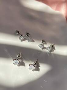 Stud Earrings - 銀色 - 查看 3