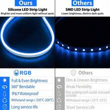 Tira de Luz Neon Infravermelho RGB, Barra de Luz Flexível de Silicone LED, Lâmpada de Atmosfera À Prova d'Água com Controle Remoto Sem Fio, Luz Que Muda de Cor para Natal, Decoração Interna/Externa, 1m/2m/3m/4m/5m