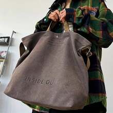 休閒大容量時尚肩包,字母印花拉鍊時尚手提包,帶可調節帶的斜挎包、單肩包、側背包,適用於旅行、通勤、假日必需品,輕便攜帶大學學生的背包、書包、學生背包,夏日送禮給男友的禮物 - 黑色 - 查看 4