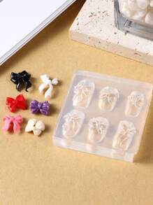 蝴蝶结雕刻模具，用于美甲装饰，时尚3D硅胶美甲配件，DIY美甲设计，美甲雕塑，亚克力美甲模具，浮雕美甲模板，硅胶美甲工具，美甲用品，美甲工具，美甲艺术工具，返校季，美甲，美甲工具，适用于按压式美甲 - 無色 - 查看 5