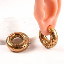 1 cái 316L thép không gỉ đo trọng lượng tai xỏ khuyên cơ thể kéo dài tai cho phụ nữ sử dụng bông tai - Vàng - Xem 2