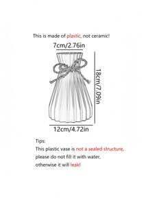 1pc Shatterproof Plastic Flower Vase, Imitation Ceramic Vases For Home Decor Party Wedding Festival Decoration, Decorations, Gifts, Home Decor, Halloween Decor, Decorations, Kitchen Decor Room Decor Glass Vase - White - View 3