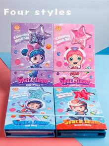 Pink Cartoon Pattern Portable Drawing Book Set - Multicolor - View 7