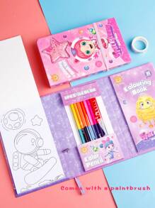 Pink Cartoon Pattern Portable Drawing Book Set - Multicolor - View 2