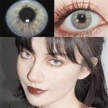 2pcs Curry Blue Colored Myopia Contact Lenses With Same Diameter, Sweet, Cute And Natural Looking - Grey - View 2