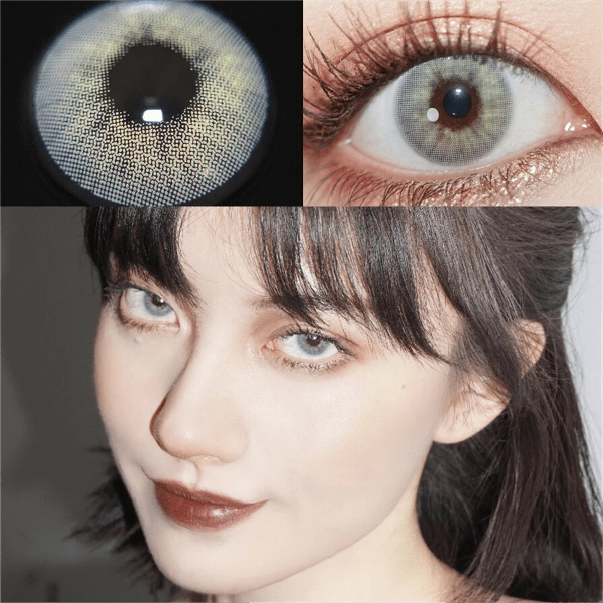 2pcs Curry Blue Colored Myopia Contact Lenses With Same Diameter, Sweet, Cute And Natural Looking