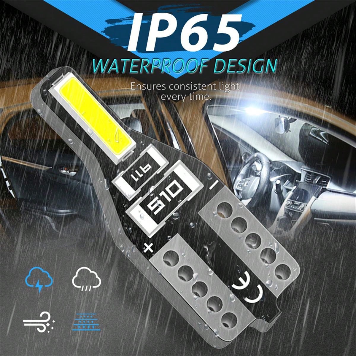 WeiHong 10 Pièces Ampoule T10 W5W LED CANBUS 12V Non Polaire 194 Wedge Intérieur De Voiture Lumière Dôme Feux De Plaque D'immatriculation,lampes De