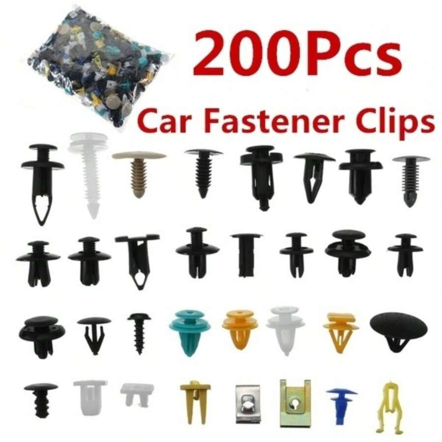 200 Piezas Clips De Plástico Universal Para Fender De Auto, Parachoques, Cerradura De Panel De Revestimiento De Interior De Puerta Y Sujetador De Empuje - Unitalla - Ver 1