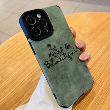 1pc Fashionable Alphabet & Floral Butterfly Patten Faux Leather Soft Phone Case Compatible With Iphone And Samsung Models