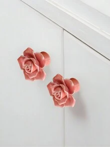 1 gói Gốm Hoa Vintage Hoa Hồng Tủ Quần Áo Tủ Bếp Deawer Núm Tay Cầm Trang Trí Kéo Ốc Vít (Hồng Đỏ trắng Tím Vàng) - Màu Hoa hồng đỏ - Xem 5