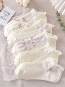 3pz de calcetines para niña con diseño de moñitos y holanes - Multicolor - Ver 1