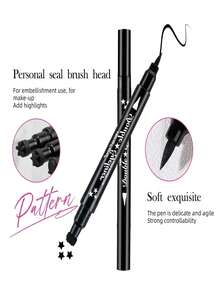 Tattoo Stamp Delineador de ojos de gato a prueba de agua 2 en 1 - Blanco y Negro - Ver 3