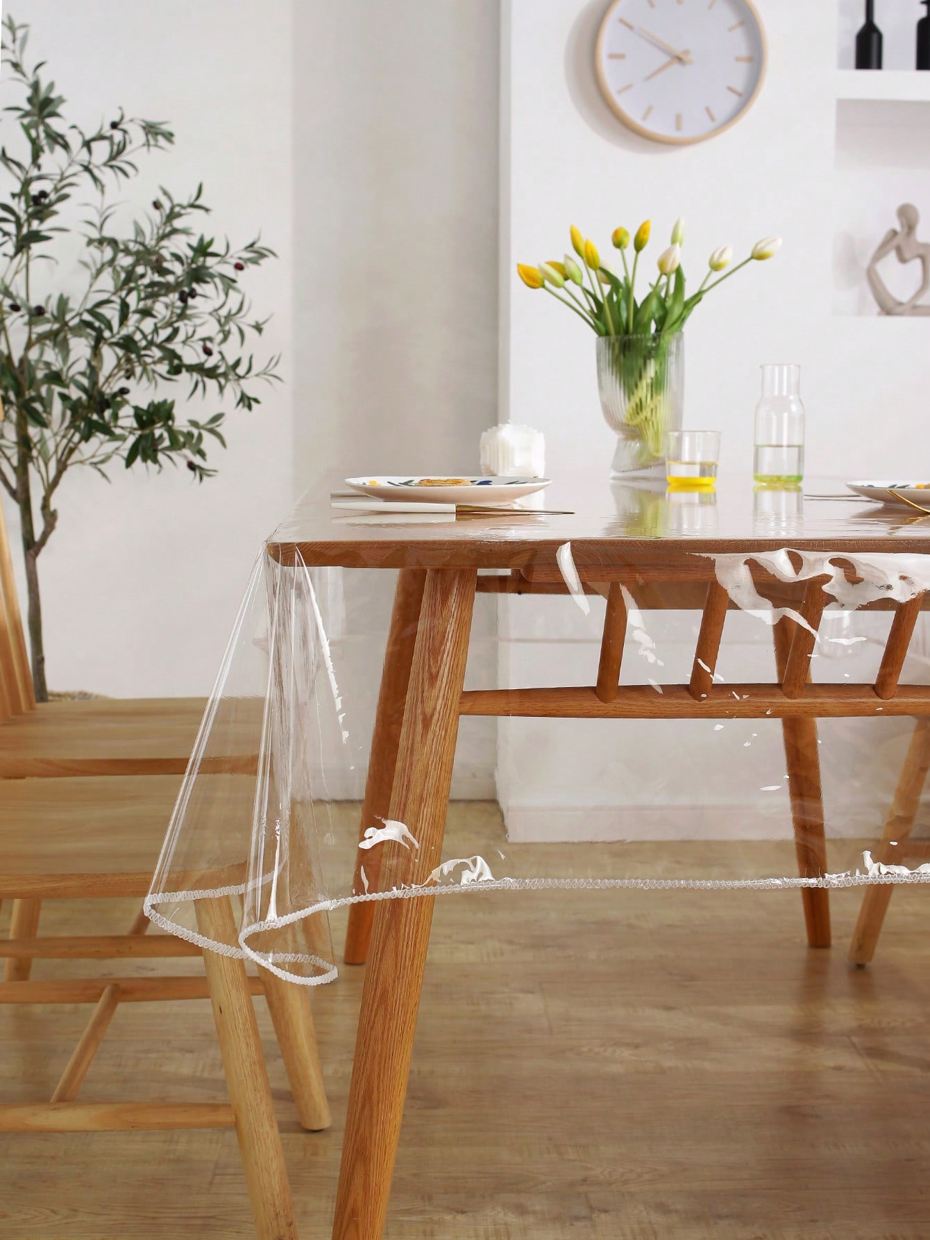 مفرش طاولة شفاف مستطيل مقاوم للماء والزيت والأوساخ...