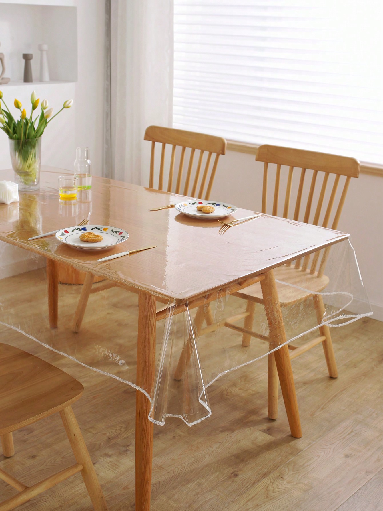 مفرش طاولة شفاف مستطيل مقاوم للماء والزيت والأوساخ...