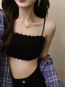 1 件女士蕾丝裹胸文胸带胸垫、肩带、内衣 - 黑色 - 查看 4