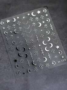 1 張 5d 星星水鑽美甲貼紙粘性美甲貼花美甲 - 銀色 - 查看 1