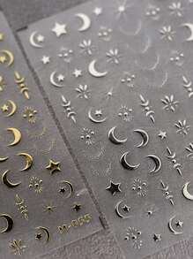 1 張 5d 星星水鑽美甲貼紙粘性美甲貼花美甲 - 銀色 - 查看 5