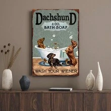 1把復古dachshund金屬招牌"wash Your"裝飾鐵製畫,適用於家居裝飾廚房浴室洗手間臥室花園咖啡館酒吧室外牆壁復古藝術海報-狗狗愛好者的完美禮物 - 彩色 - 查看 8