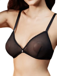 2pcs/set Women's Perspective Lingerie Bra And Panties Set - Black - View 4