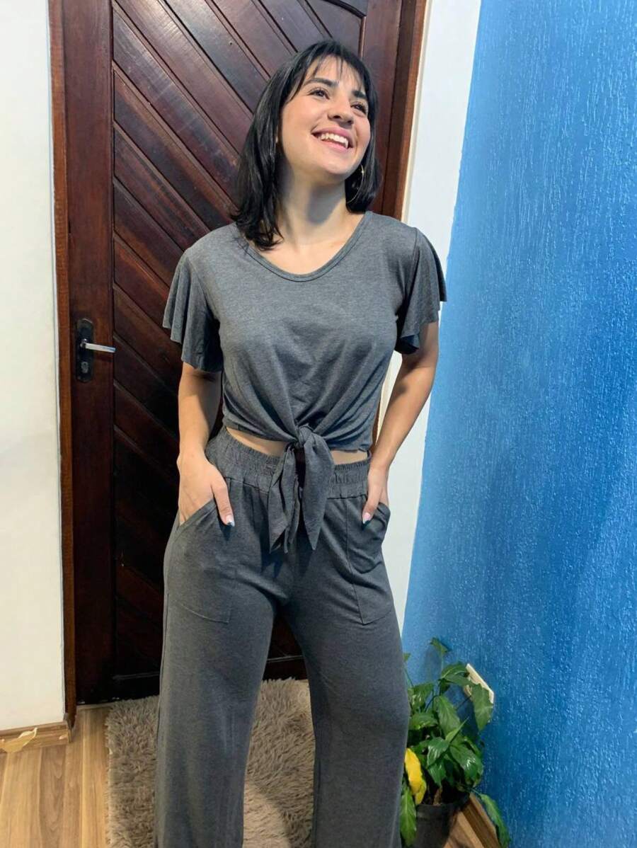 Women Two-piece Outfits - 深灰色 - 查看 1