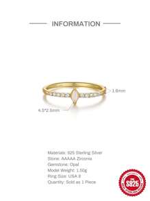 1 Anillo Sencillo De Plata De Ley S925 Para Mujer, Joyería De Boda, Anillos Finos - Oro Talla 8 - Ver 5