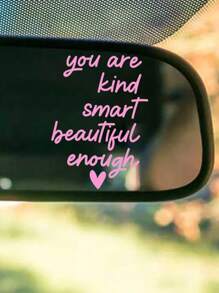 1sheet Car Rearview Mirror Text Decorative Sticker - Pink - View 1