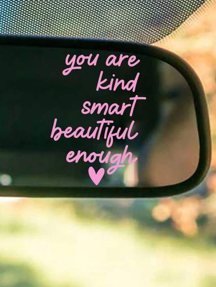 1sheet Car Rearview Mirror Text Decorative Sticker - Pink - View 1