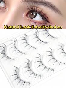 Asiteo 10 Pairs Cartoon Style False Eyelashes, Delicate Band Design, Transparent & Soft - Black - View 5