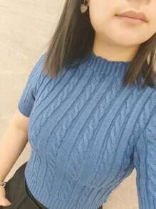 Women Knit Tops - 藍色 - 查看 1