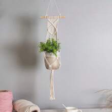 1 件花邊植物衣架,手工白色懸掛植物籃植物牆壁戶外臥室家居裝飾 - 白色 - 查看 5