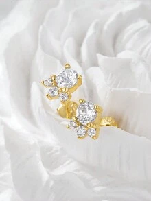 1 對 925 純銀可愛貓爪和氧化鋯耳釘,送給少女的生日禮物