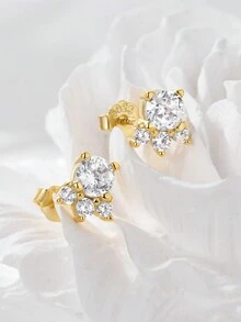 1 對 925 純銀可愛貓爪和氧化鋯耳釘,送給少女的生日禮物