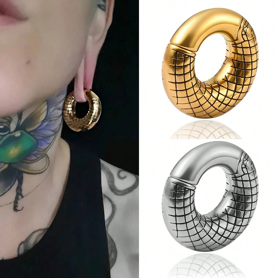 1 cái 316L thép không gỉ đo trọng lượng tai xỏ khuyên cơ thể kéo dài tai cho phụ nữ sử dụng bông tai - Vàng - Xem 1