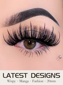 1 对 20 毫米俄罗斯条状睫毛自然外观柔软蓬松水貂睫毛 3D 假睫毛俄罗斯卷睫毛假睫毛戏剧凌乱水貂睫毛纤长狐狸眼提升效果睫毛延长套装全睫毛条，可拉长和丰盈眼角美容化妆条状睫毛，睫毛，睫毛，假睫毛 - 黑色 - 查看 1