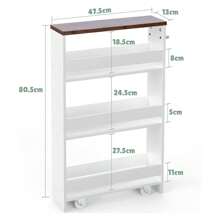 Niche Shelf With Wheels, 4 Levels Shelf Trolley With Handle, Kitchen Cabinet Bathroom Shelf Rolling Shelf For Kitchen Bathroom, Laundry