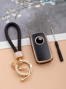 3pcs/set Tpu Soft Key Case + Anti-drilling Key Chain With Screws And Screwdriver For Volkswagen Folding Three-key Car Key - Multicolor - View 4