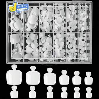 240pcs Short Square Toenails With 12 Sizes White Soft Gel Full Coverage Toenails For Home Diy & Nail Salon Upgrade Press On Nails Nail Supplies