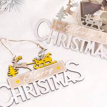 1入聖誕樹裝飾老人、雪人、馴鹿鐵藝掛飾,附帶「merry Christmas」標牌 - 彩色 - 查看 4