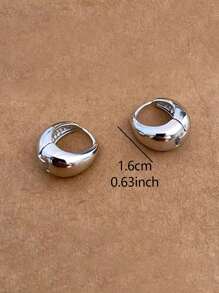1pair Fashionable Minimalist Style Cold-tone Earrings For Women's Daily Wear - Silver - View 6
