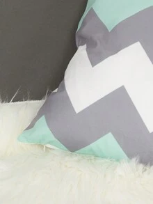 1pc Nordic Style Stripe Print Cushion Cover For Sofa Home Decor - Green - View 4