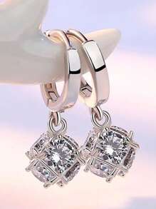 FOREVER QUEEN S925 Sterling Silver Earrings Earrings Earrings Long Earrings Wedding Engagement Bridal Jewelry - Silver - View 3