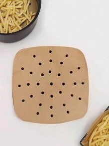 50片熱風炸鍋紙，可丟棄式，6.5英寸（約17cm）/ 7.5英寸（約19cm），先進的孔設計，適用於熱風炸鍋、蒸籠和平底鍋，不易燃，易於清潔，提供兩種尺寸（棕色），適用於空氣炸鍋廚房空氣炸鍋紙 - 棕色 - 查看 7