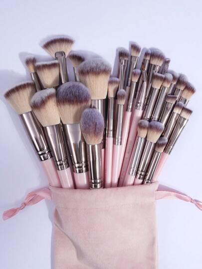 MAANGE 20/21/22/30/40/49pcs Makeup Brush Set, Includes 30pcs Professional Makeup Brushes + 1pc Velvet Makeup Bag + 1pc Facial Cleansing Pad + 1pc Facial Cleansing Bowl, Powder Brush, Blush Brush, Concealer Brush, Contour Brush, Nose Brush, Eye Shadow Brush, Eyebrow Brush, Detail Brush, Great Gift For Women And Girls