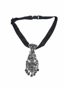 1 Peça Gravata Fina Masculina com Decoração de Pedras de Strass Metálicas, Moda e Ajustável, Adequada para Uso como Anfitrião de Casamento, Gravata Fina Unissex com Pedras de Strass e Metal, Para Festa/Casamento