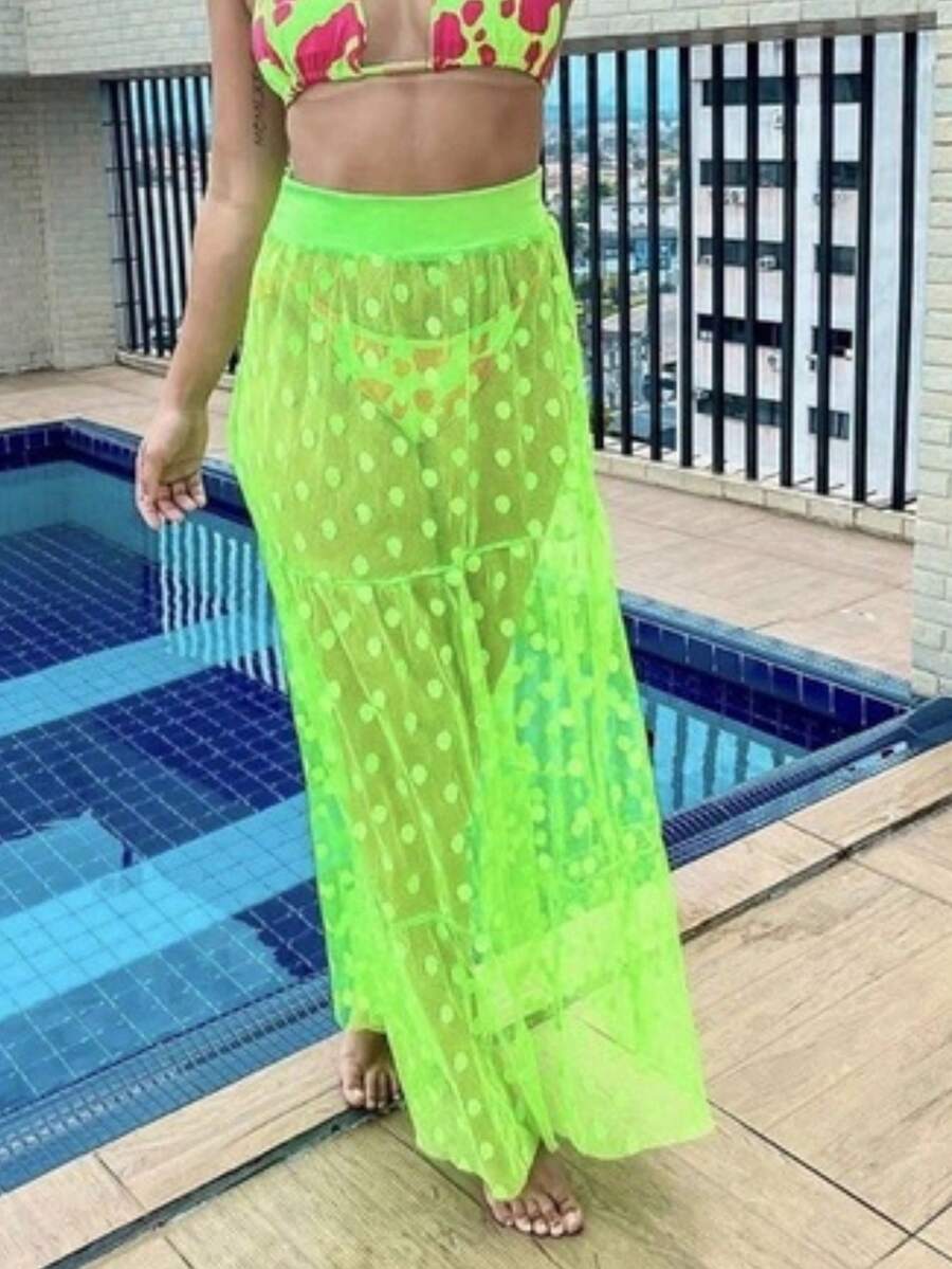 Women Skirts - 青檸色 - 查看 1