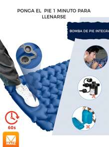 Inflable Colchón Inflable Para Acampar Doble Portátil - Azul - Ver 2