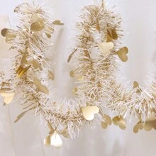 1入組2米編織愛心及閃閃發光的箔紙花環,節日派對室內和花園裝飾 - 金色 - 查看 9