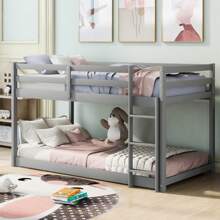Nestfair Twin over Twin Floor Bunk Bed with Ladder