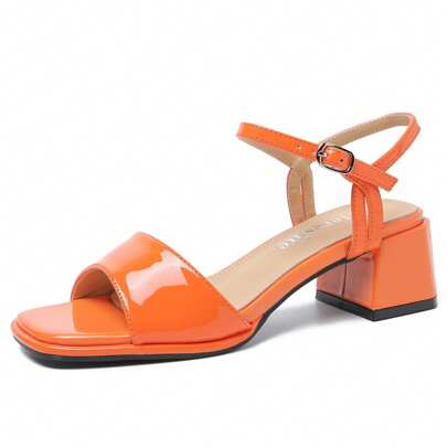 Women's Ankle Strap Heeled Sandals Open Toe Strappy Low Block Heels Sandals